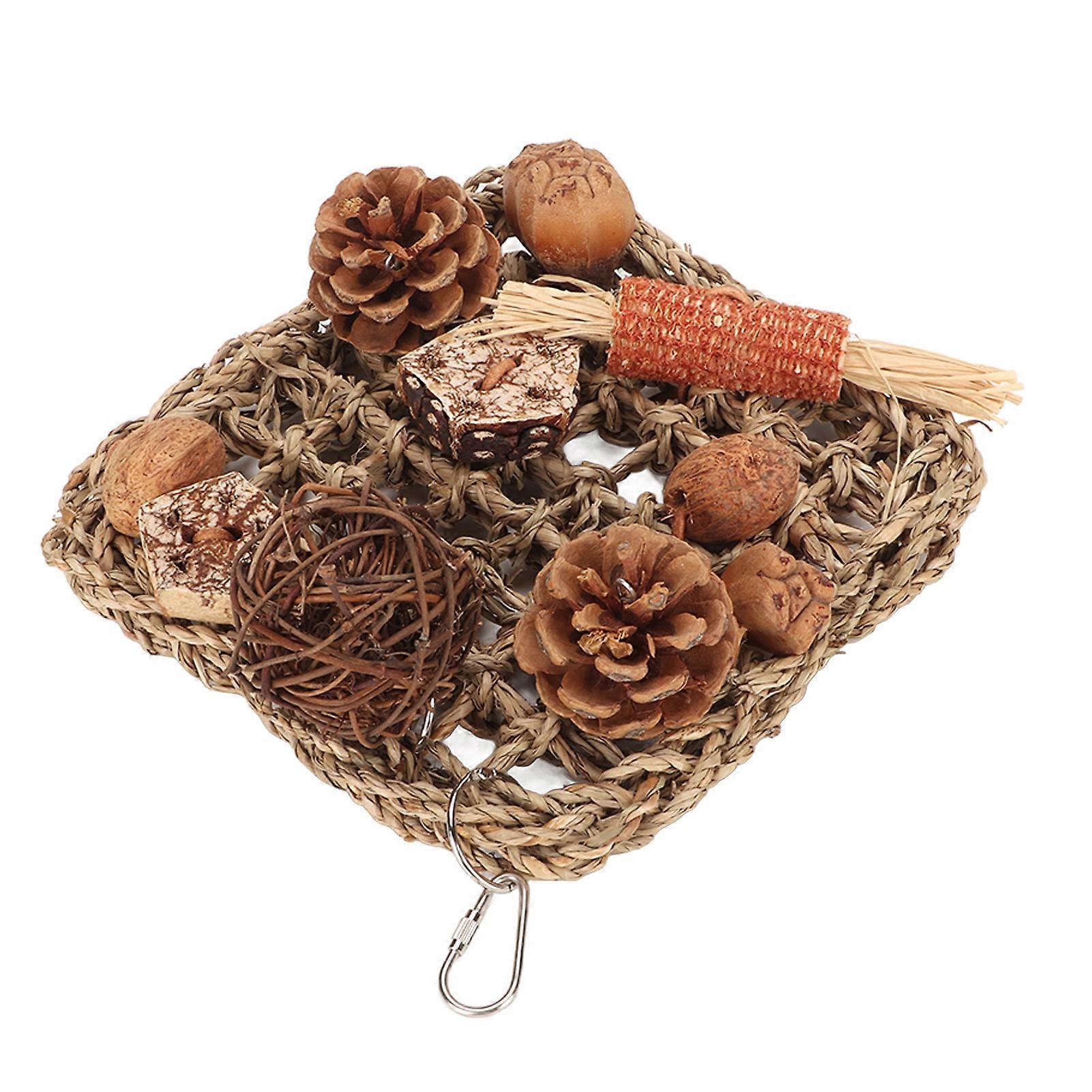Bird Climbing Net Rattan Ball Pine Cone Corn Cob Nuts Straw Rope Parrot Woven Net for Parrot Cage Accessories 