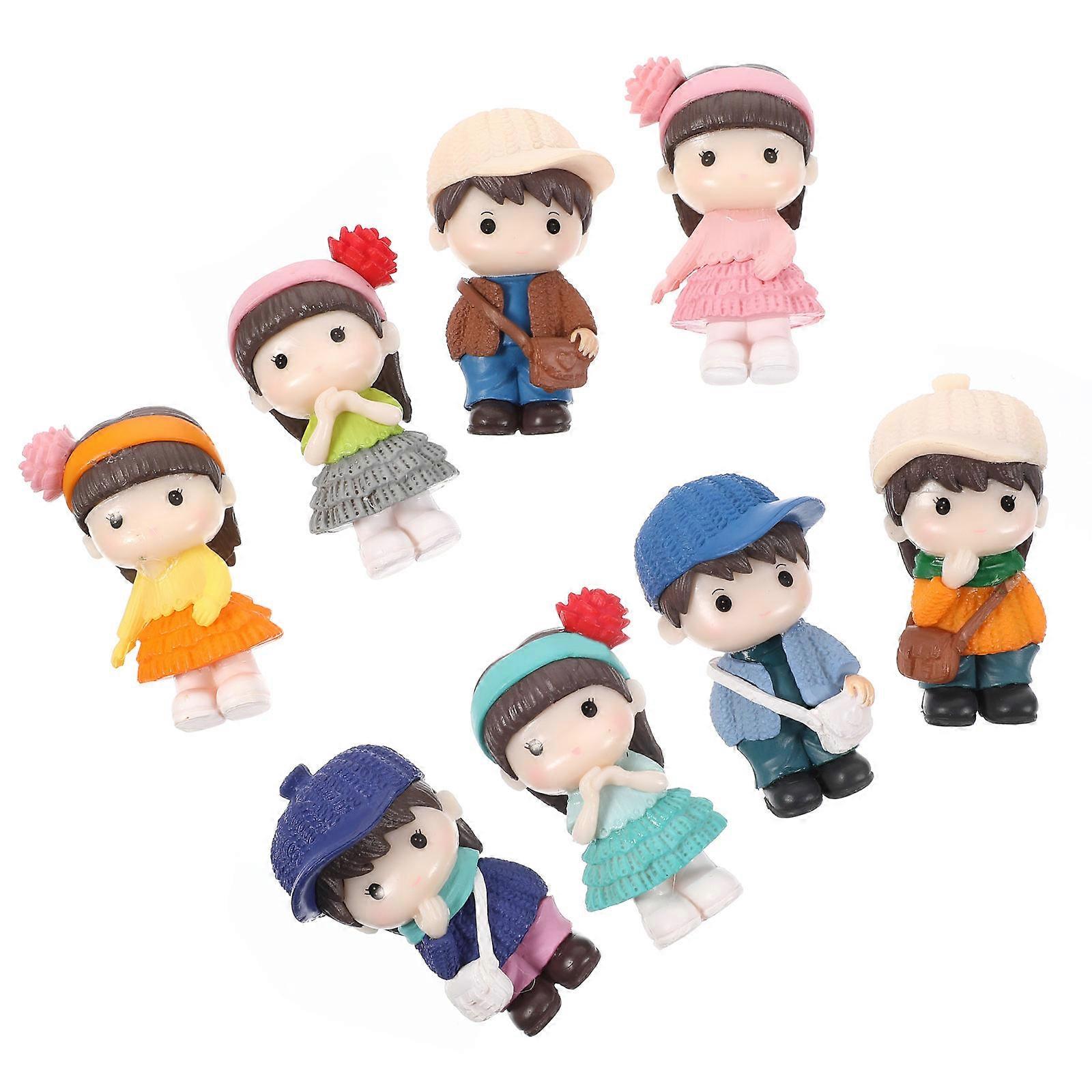 Miniature Decor Desktop Doll Ornaments For Home Decor Random Style Resin Figurines 8Pcs
