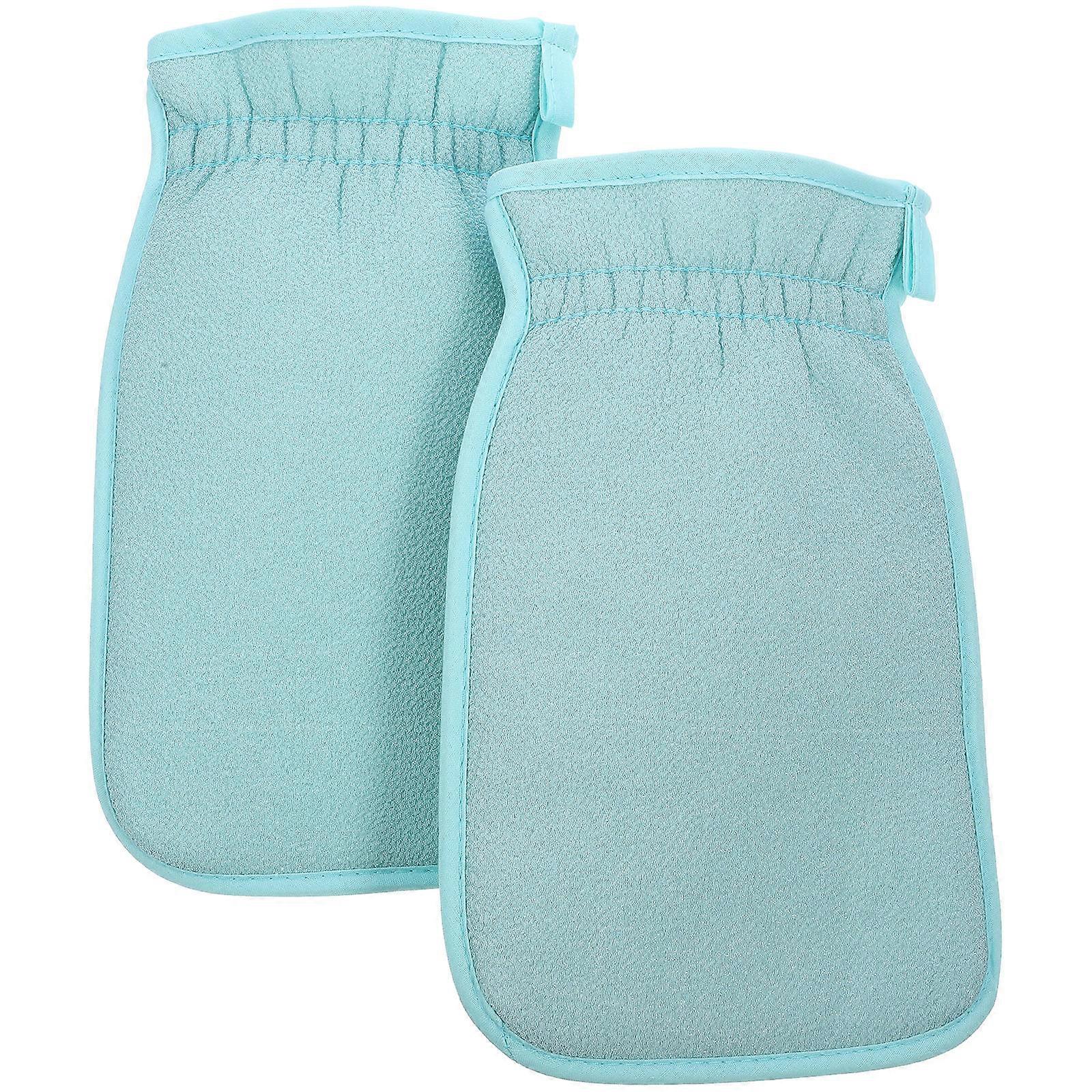 Scrubbing Gloves For Bathing Adults Featuring Skin Smoothing And Exfoliating Functionality In Sky-blue Color Measuring 24.00X14.50X1.00CM With 2Pcs