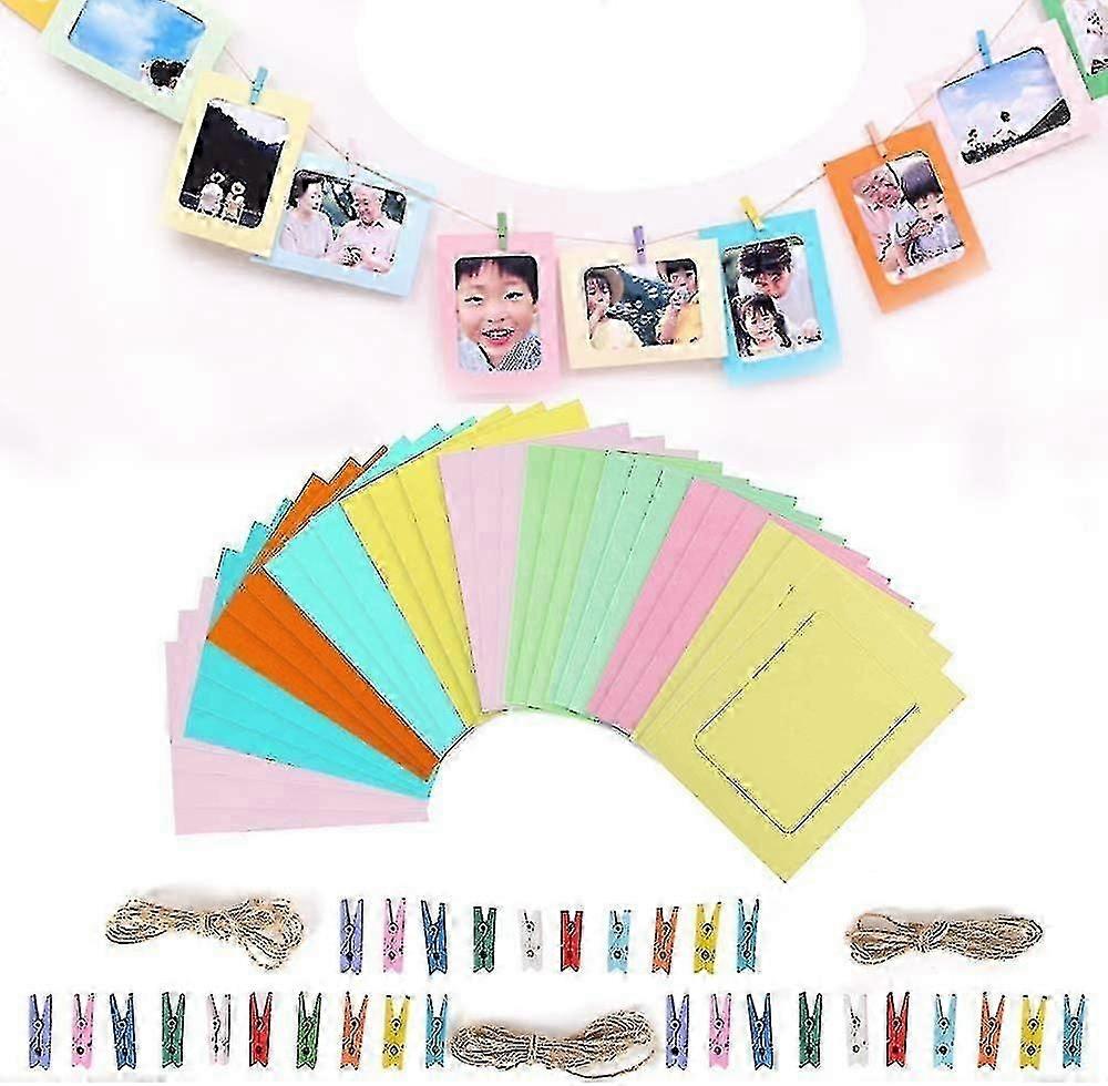 30-Piece Colourful Hanging Photo Frame Set  Decorative Certificate & 6-Inch Picture Display