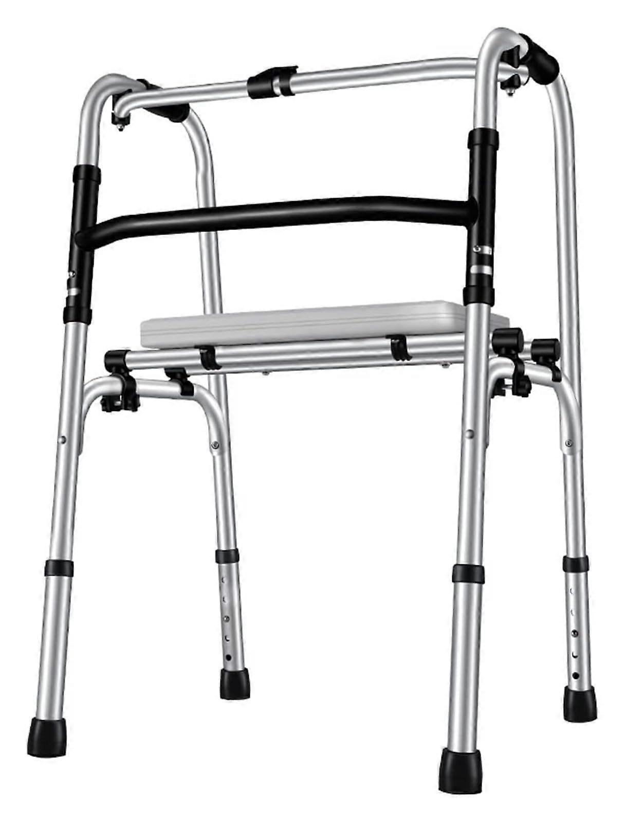 Foldable Walker Frame, Compact Folding Walking Aid For Seniors, Lightweight Aluminum, Adjustable Height