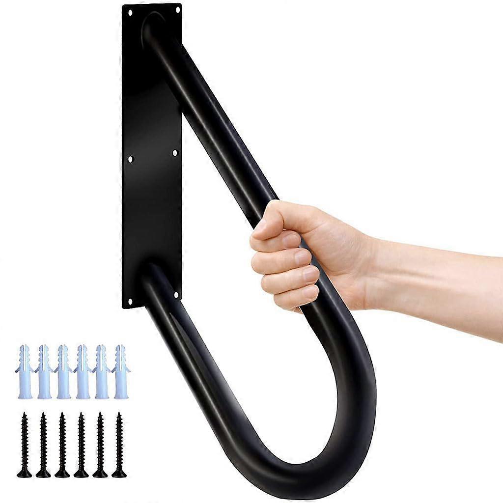 Ushaped wallmounted handrails, safety grab bars for stairs (Color: BLACK)