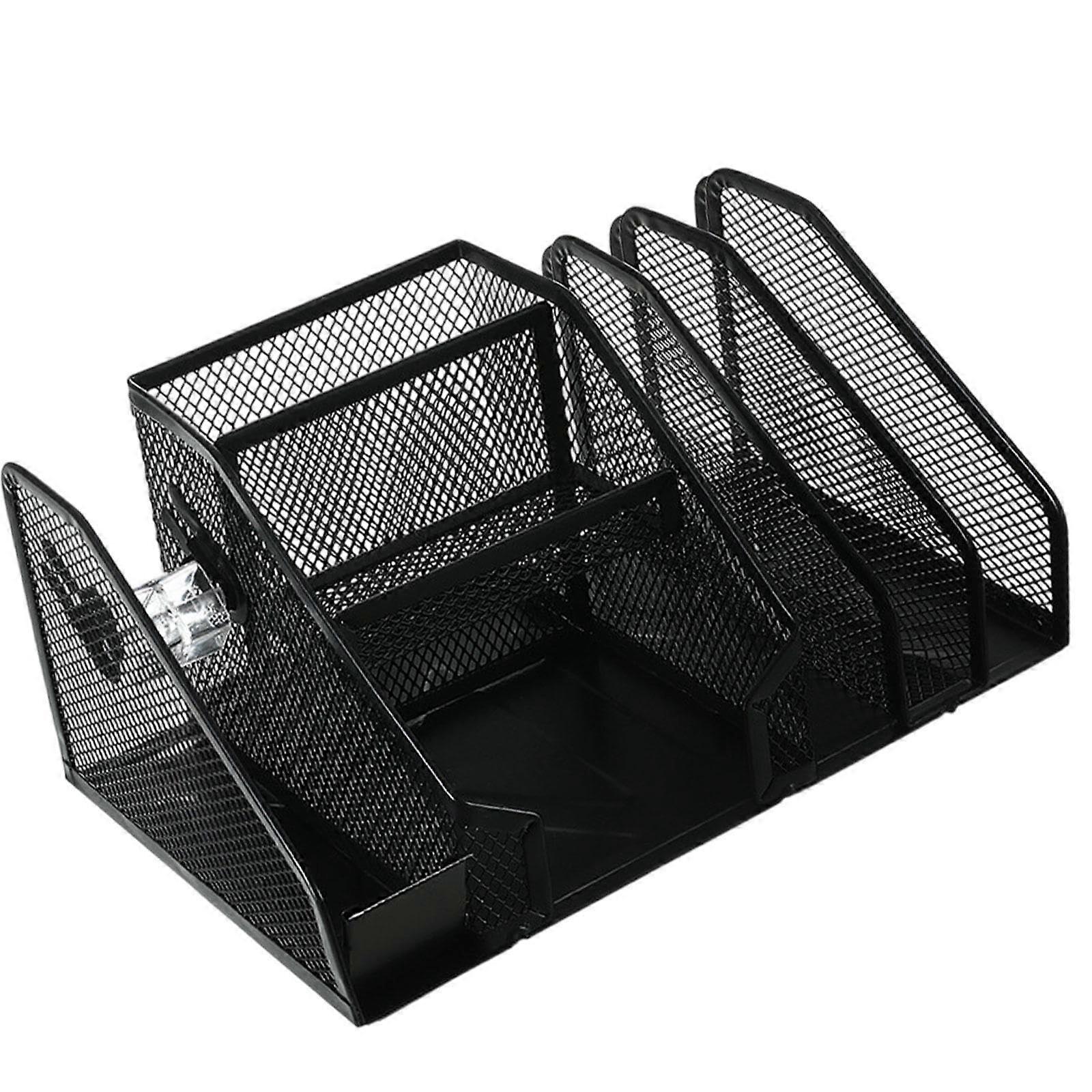 Desk Organizer Mesh Fabric with 7 Compartments, Pen Holder, Pencil Case, Storage Baskets, Ideal for Office and Home Use