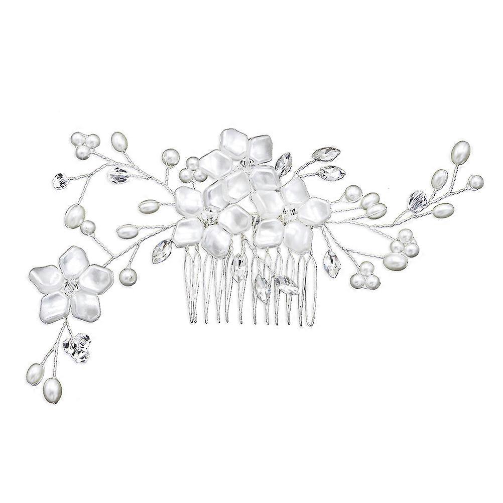Svatební hřeben do vlasů s umělou perlou na ozdobu 1 ks bílý
