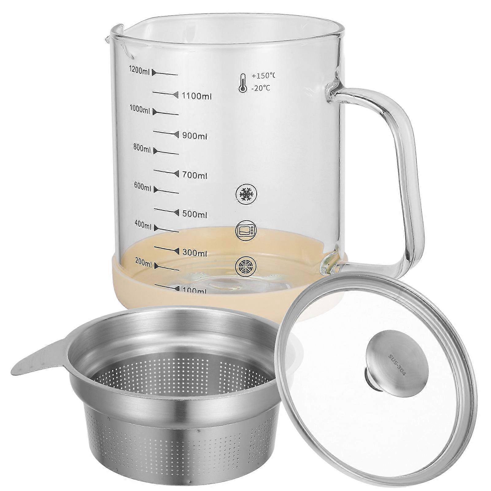 Juice Filtering Pot For Home Users 17X17X12.2CM Grease Container High Boron Glass 1Pcs