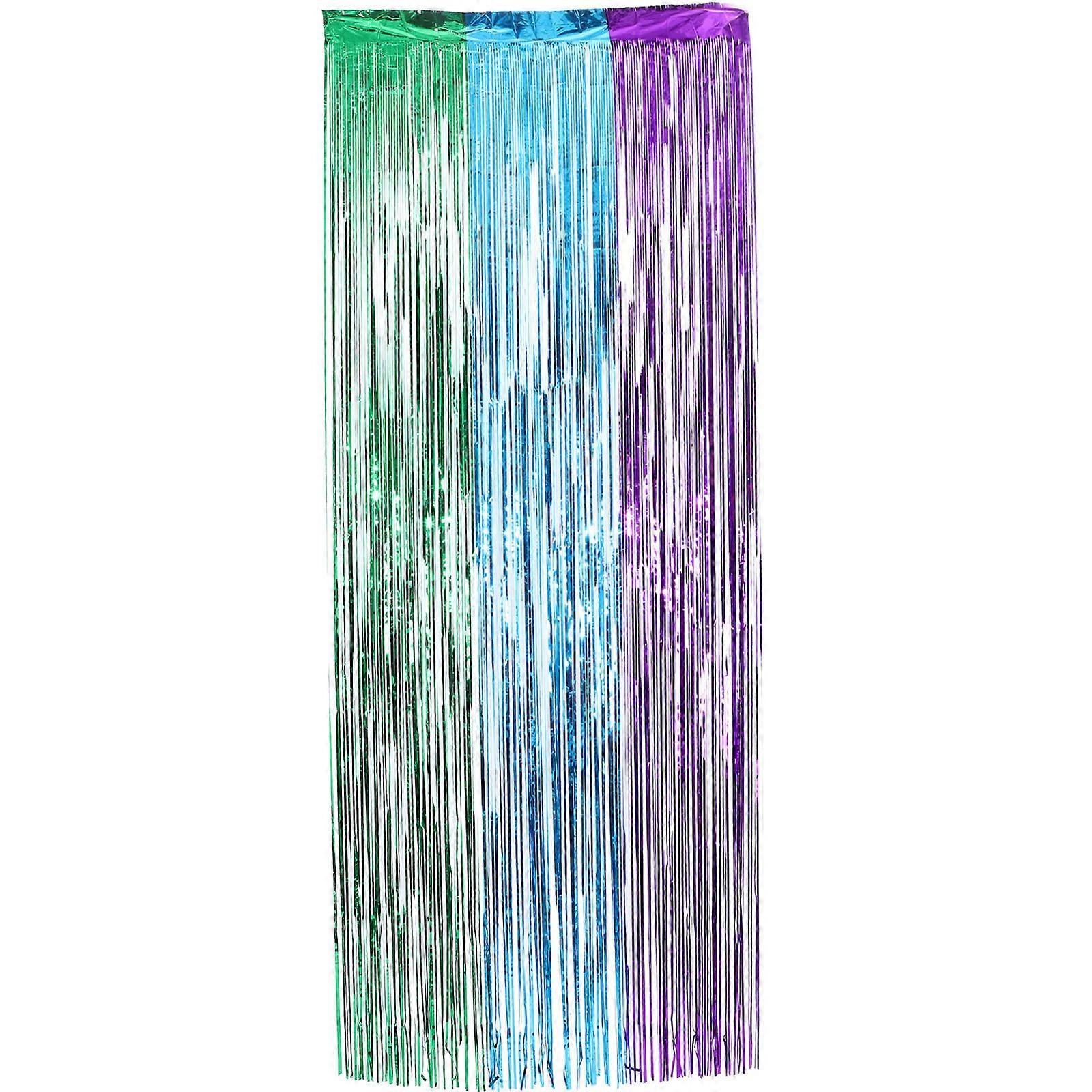 Metallic Tinsel Fringe Curtain Streamer Backdrop for Birthday Parties, Festivals, and Celebrations – Easy to Hang Decorative Door Curtain