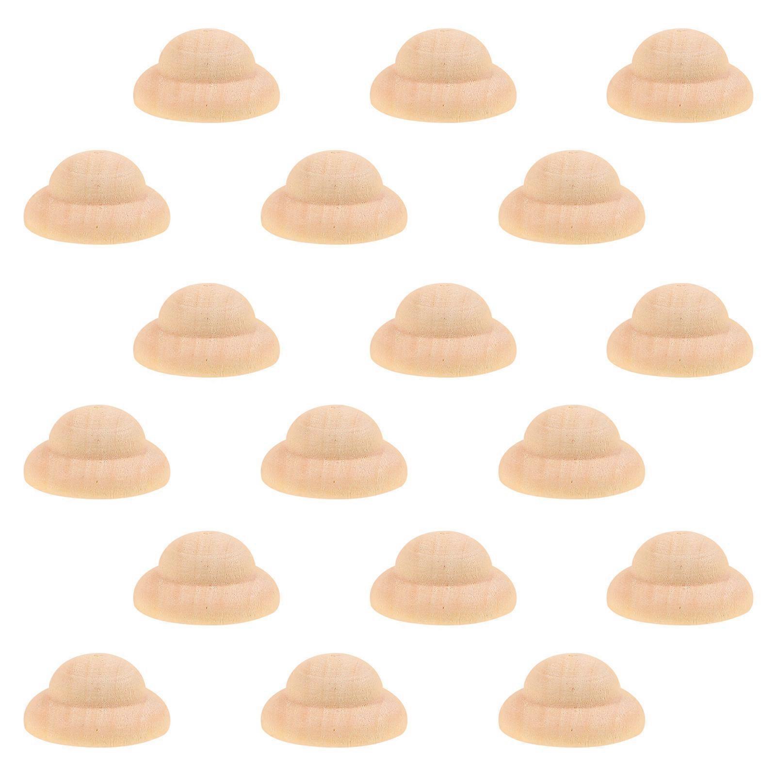 Wooden Peg Doll Hats 40pcs Unfinished Craft Accessories for DIY Painting Christmas Decorations Smooth Surface Wood Adornments