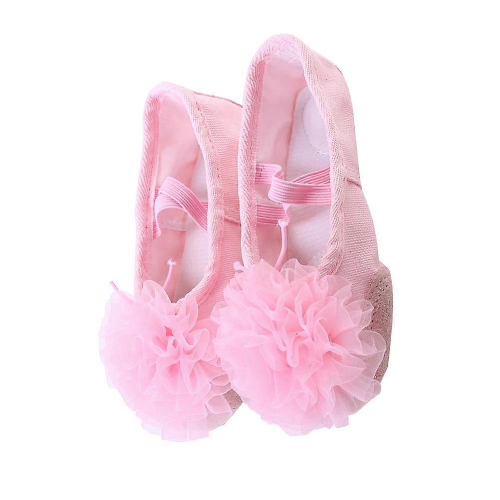 Pink Ballet Dance Shoes for Kids Fabric AntiSlip Sole Elastic Band Designed for Dancing Size 26