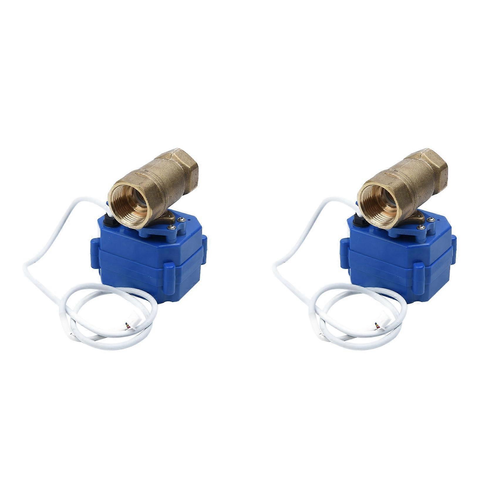 2X Electric Brass DN20 G3/4 Motorized Valve, 12V DC, 3-Wire Setup, 2-Way Configuration for Fluid Control
