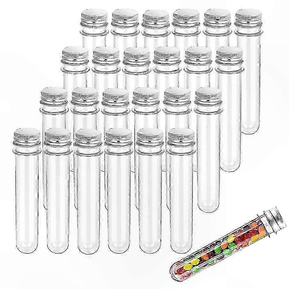 Transparent Plastic Test Tubes with Screw Caps, 40ml Sample Tubes for Lab & Decoration