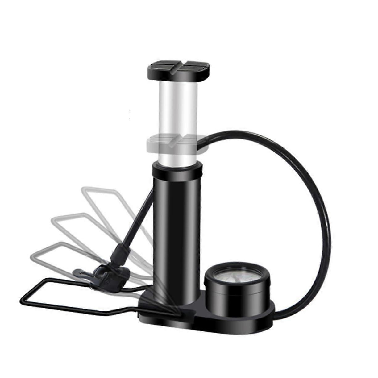 1PC Mini Bicycle Foot Pump Portable Pressure Tire Pump with Gauge for Versatile Applications at Home and On the Go Black