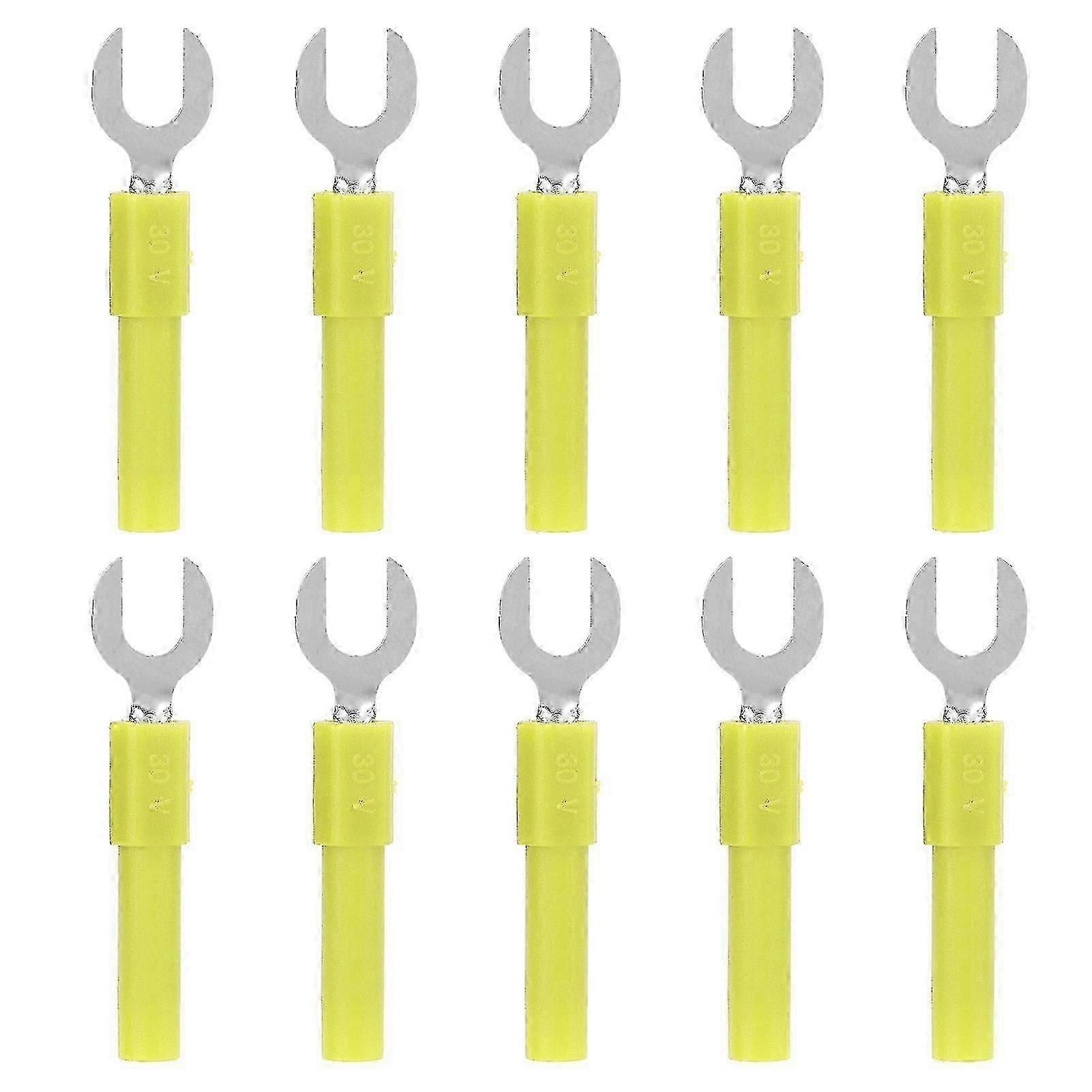 10pcs Fork Spade Wire Connectors Brass Material 6mm/0.2in Y Type 4mm/0.2in Hole