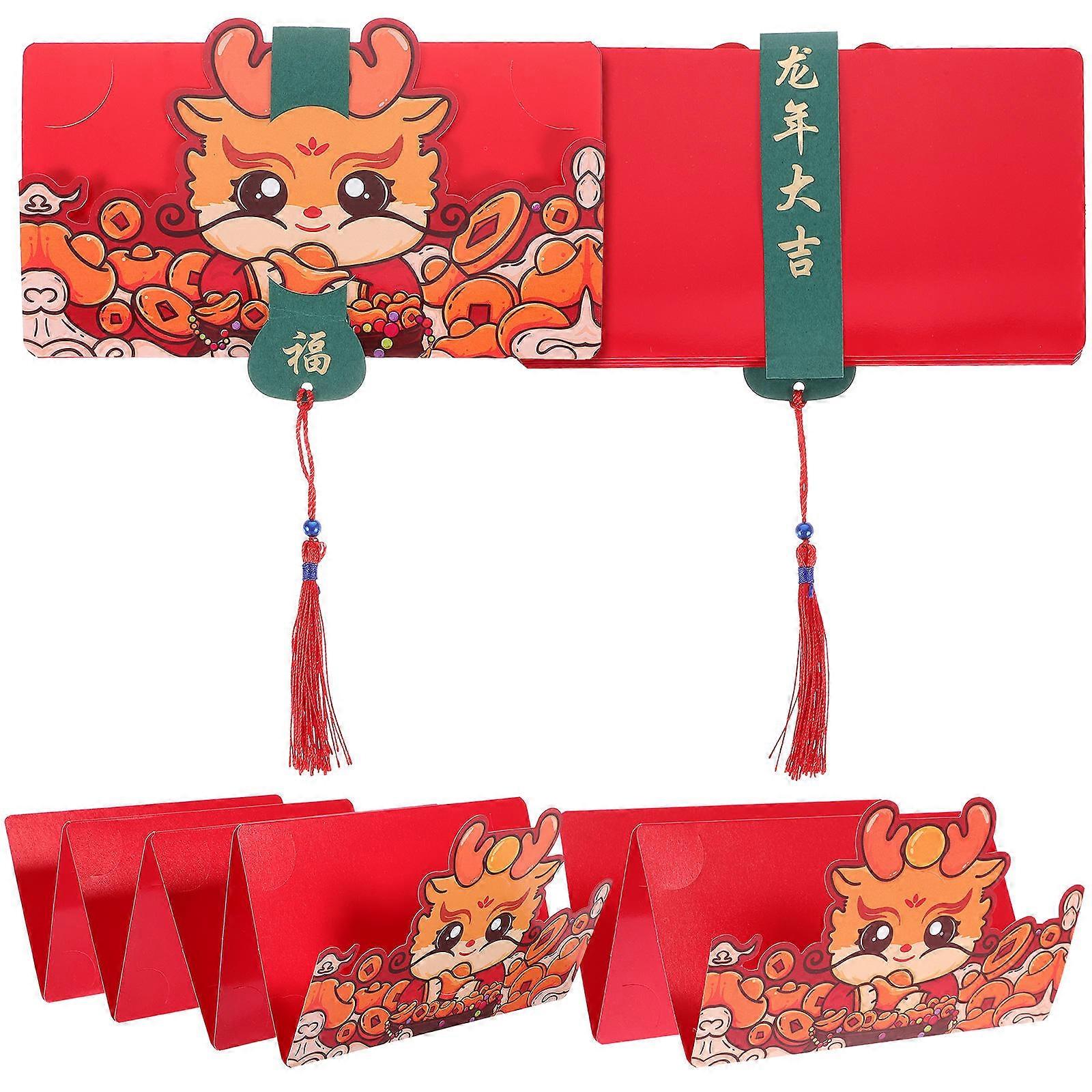 Red Pocket Bag 4Pcs For New Year Festival Assorted Color With Traditional Elements Bring Luck