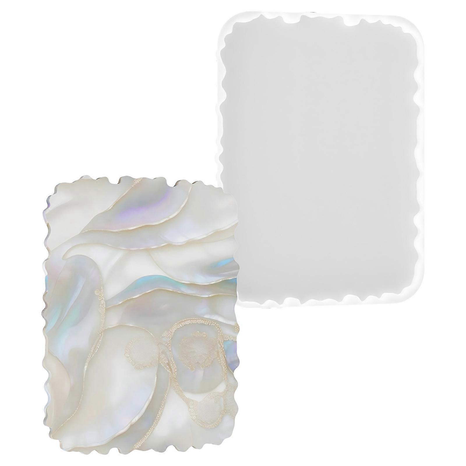 Smooth Demolding Silicones Wavy Edging Serving Tray Mold Multipurpose Resins Casting Tool For Creative Homes Projects Multicolor