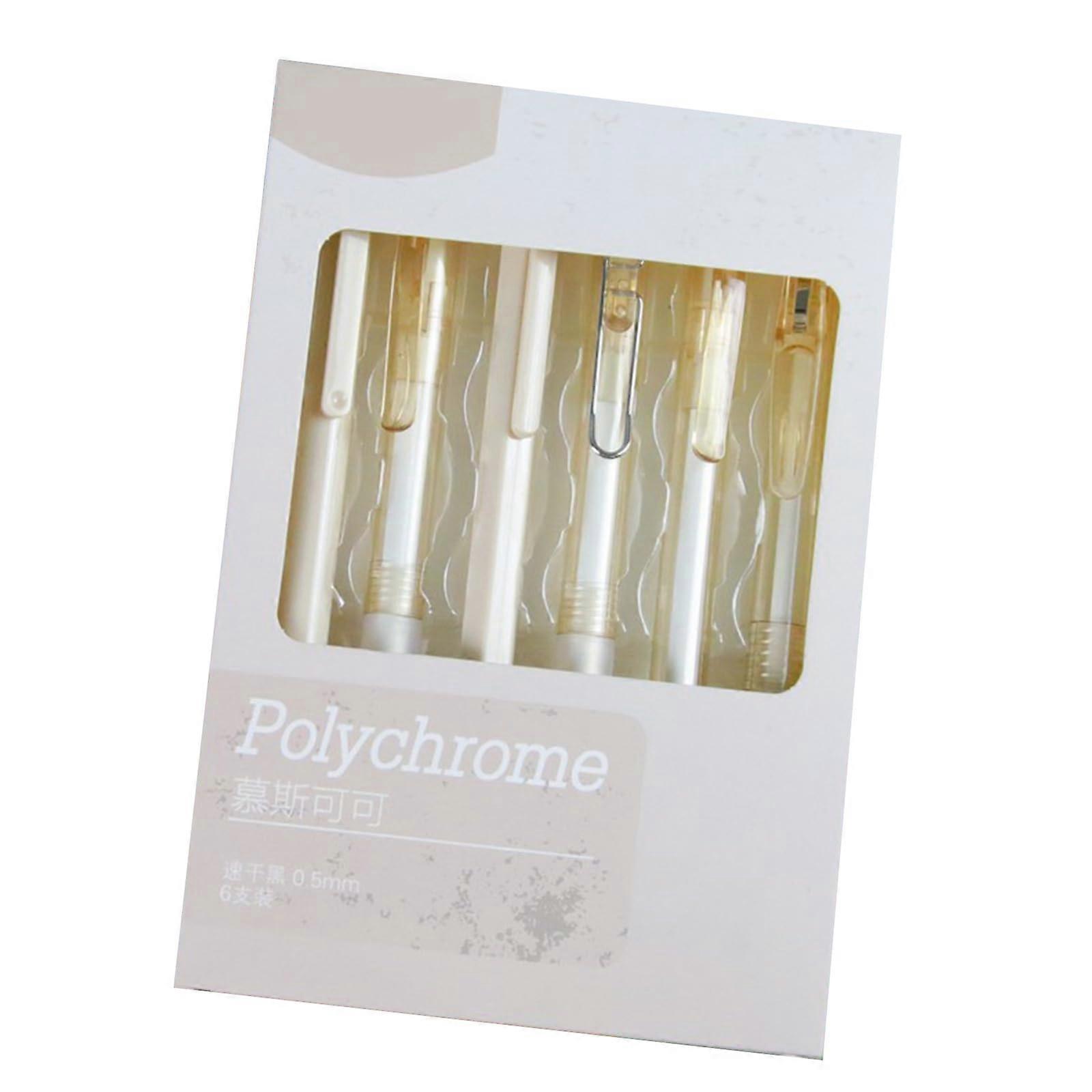 6 Pack Quick-Drying Gel Pens 0.5mm Refillable Neutral Ink Creative Smooth Writing Art Supplies