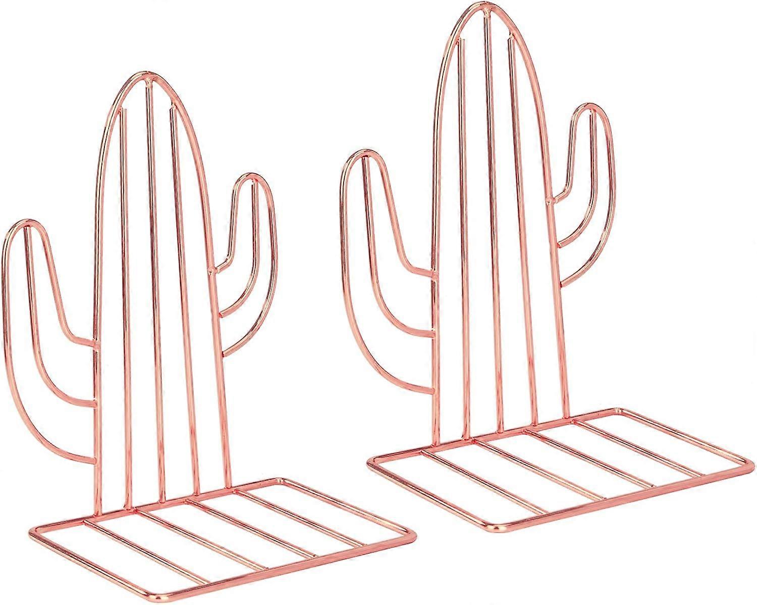Bookends, Cactus Book Stopper Metal Bookends, Non-Slip