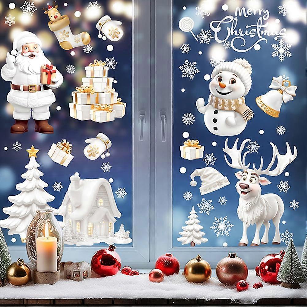 Christmas Stickers, 9 Sheets DoubleSided Xmas Clings Snowflake Window Stickers