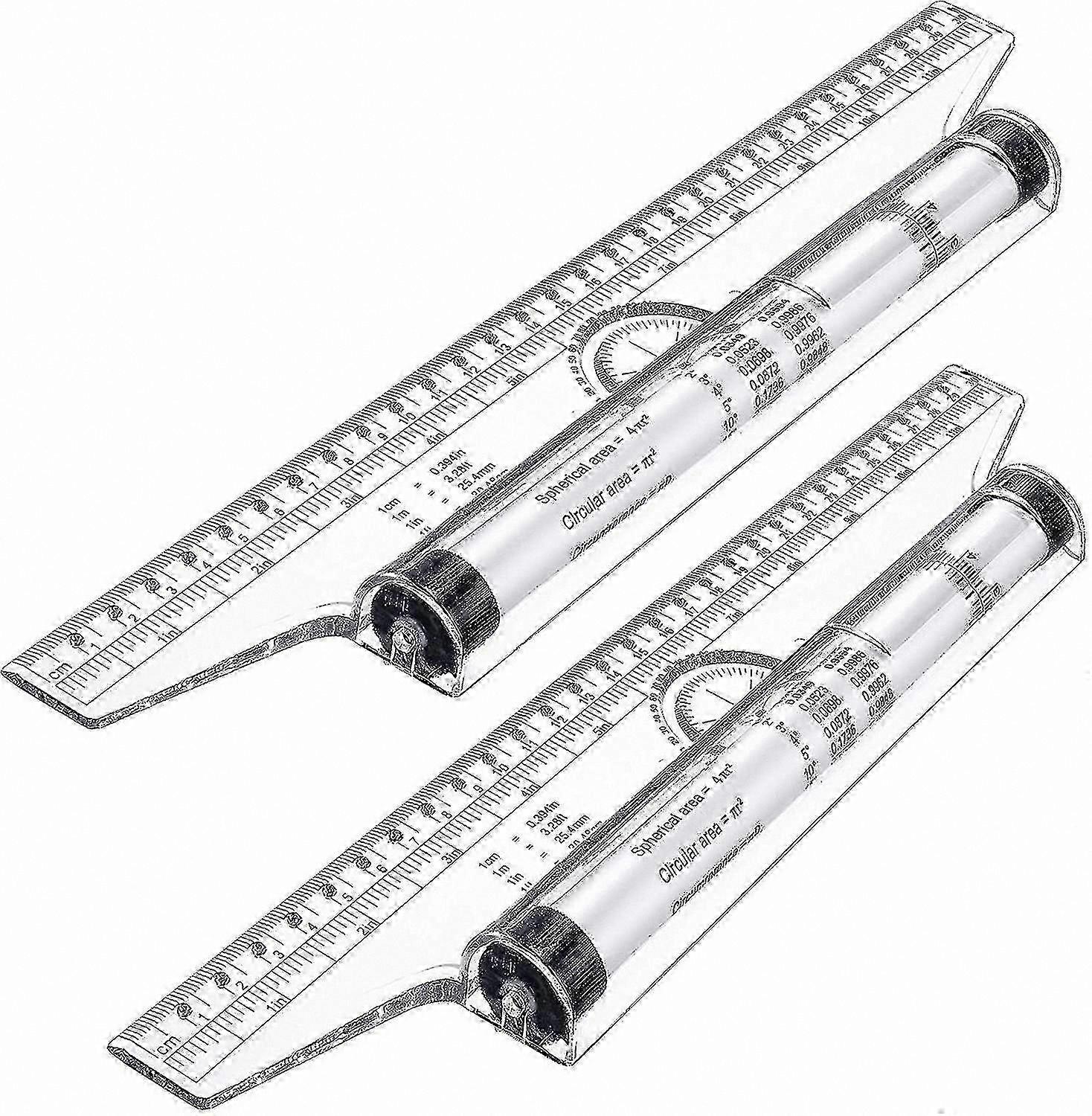 2-Pack Measuring Rolling Rulers, Plastic Parallel Drafting Tools for Drawing, Design, and Student Use