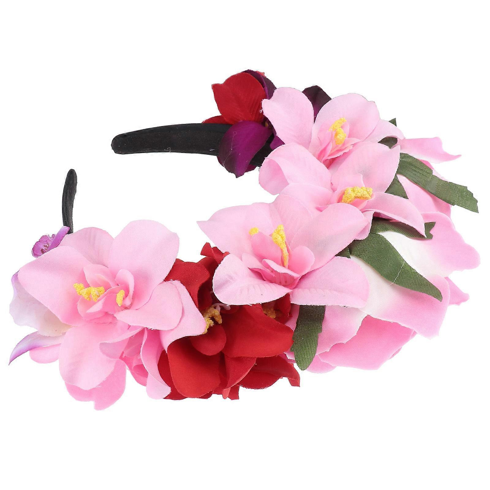 Juhla hiusvanteet simulaatio ruusu hiuspanta hiustarvikkeet vaaleanpunainen kangas juhlatarvikkeeseen 1kpl