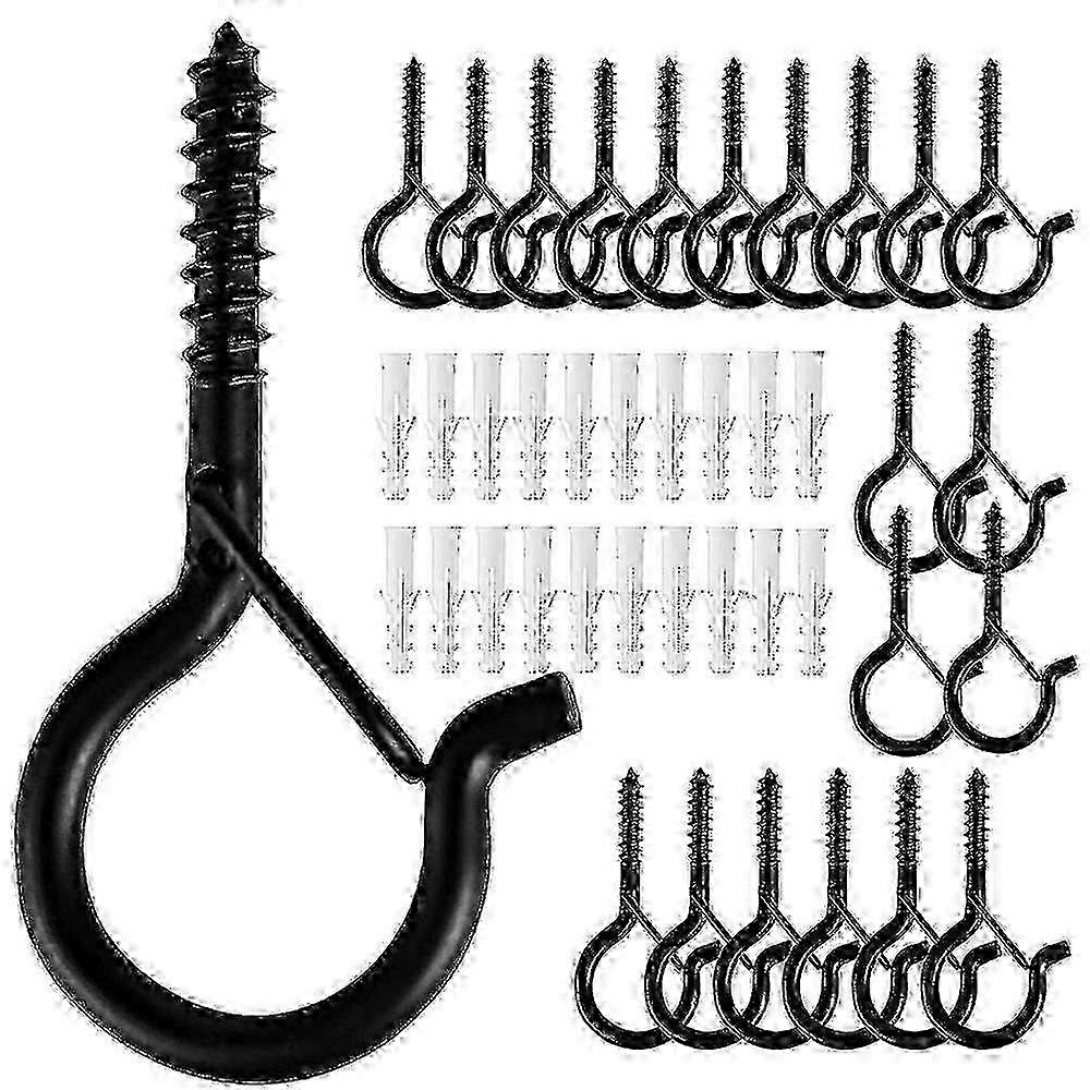 50-Pack μαύροι γάντζοι βιδών Q-Hanger για υπαίθρια φώτα χορδών - Ανθεκτική κρεμαστή λύση για κήπο &; αίθριο