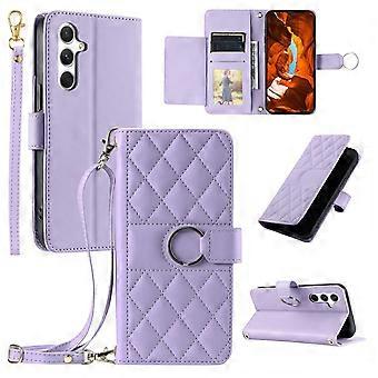 For Samsung Galaxy S25 FE Case Ring Buckle Wallet Stand Rhombus Crossbody Leather Mobile Cover
