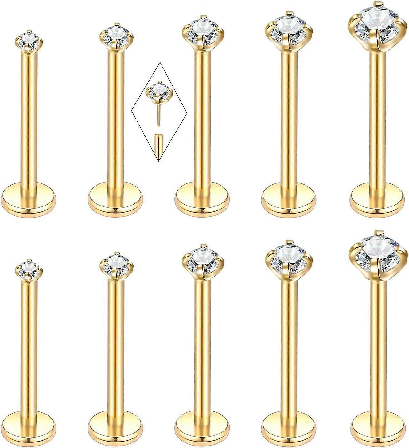 Threadless Nose Stud Stainless Steel 20G 18G 16G Threadless Flat Back Tragus