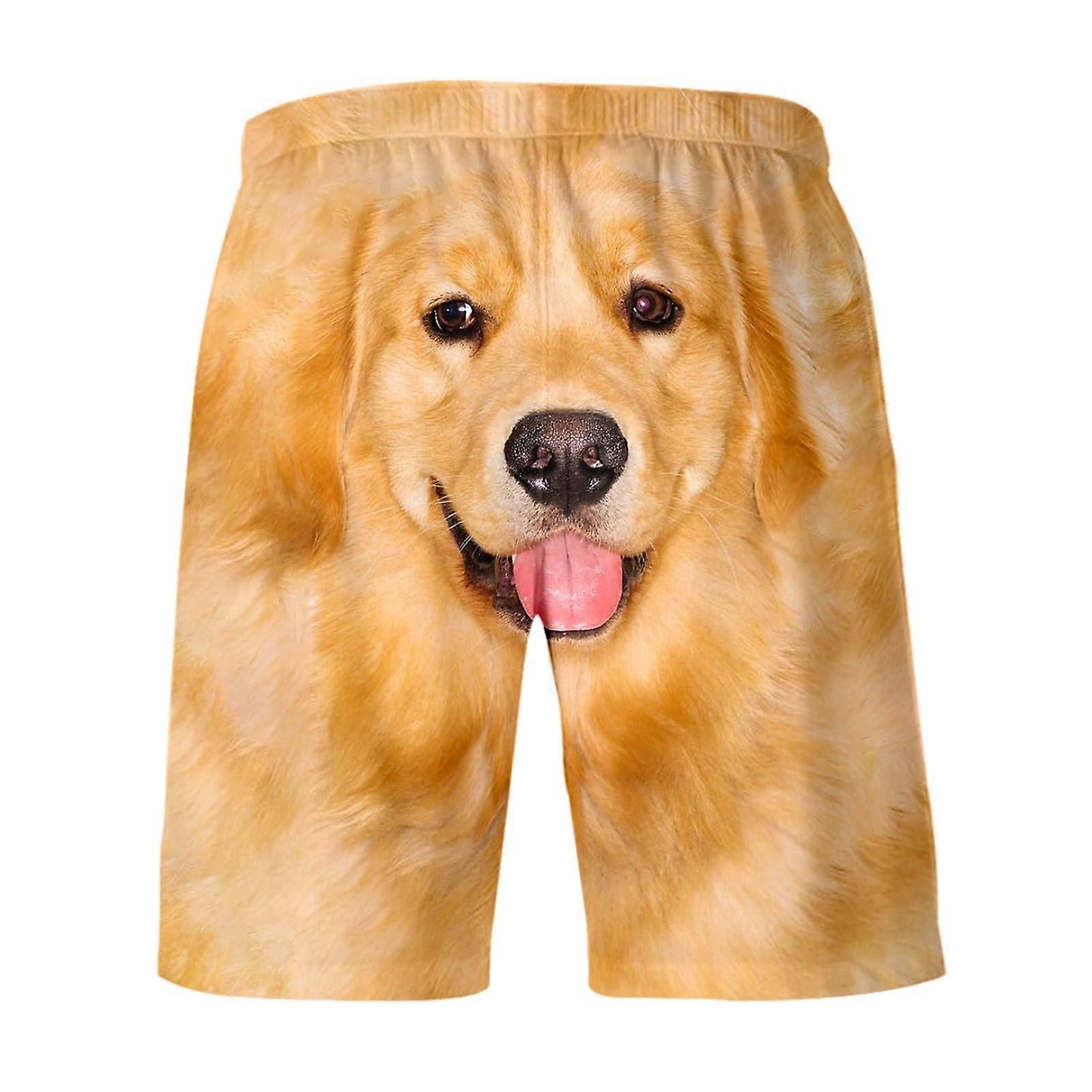 Men's Shorts with Print, Funny Dog Casual Beach Shorts 5XL, Breathable Comfortable Trousers with Pockets and Drawstring