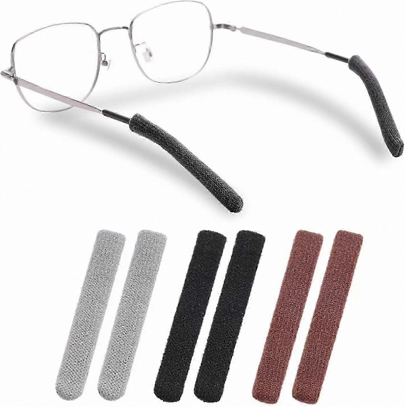 Soft Knitting Cotton Eyeglasses Retainers, 3 Pairs Anti-Slip Temple Tips Sleeve Cushions for Comfort Fit