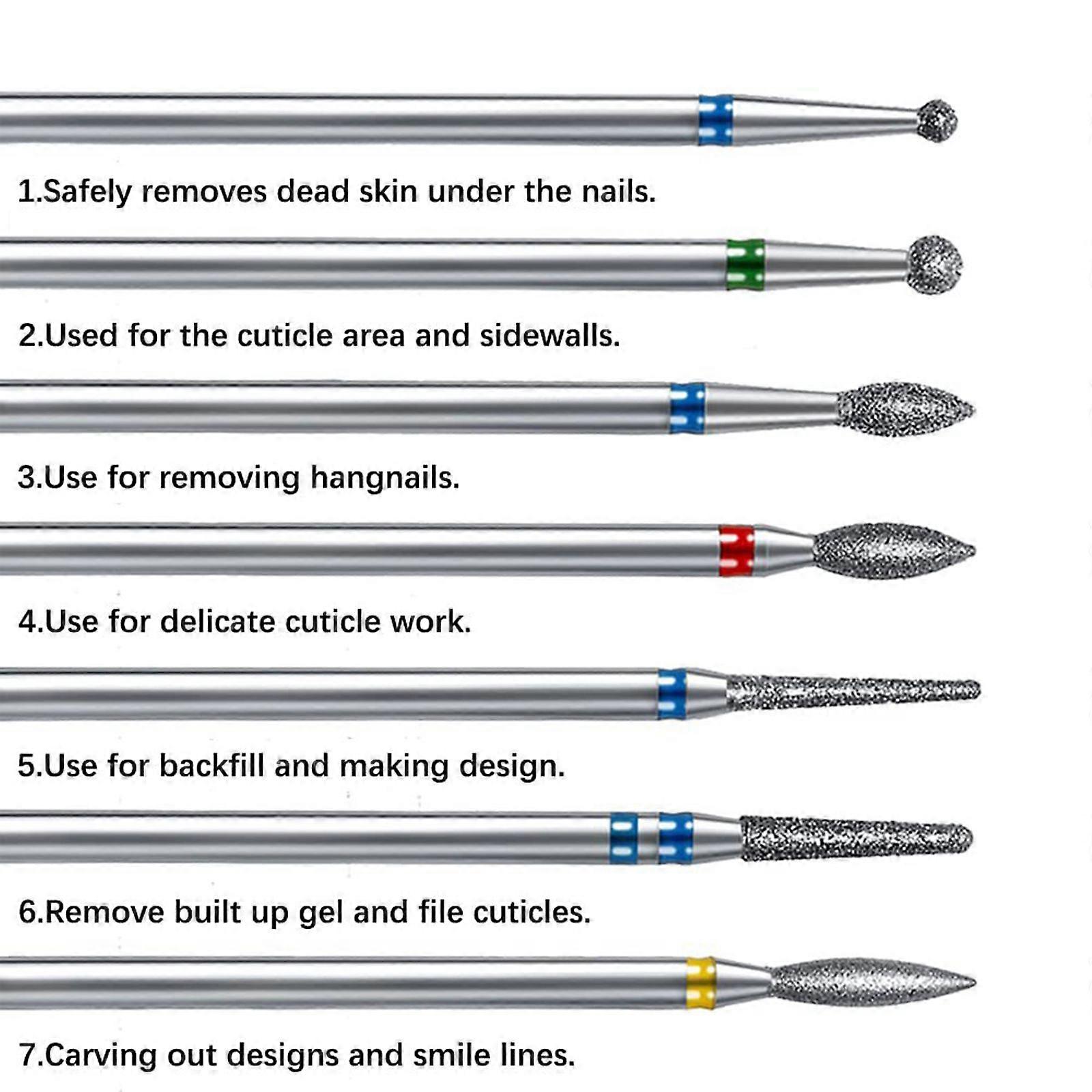 14pcs Diamond Nail Drill Bits Set Sanding Polishing Removing for Acrylic Gel Nails Cuticle Remover Manicure Pedicure Tool with Plastic Storage Case