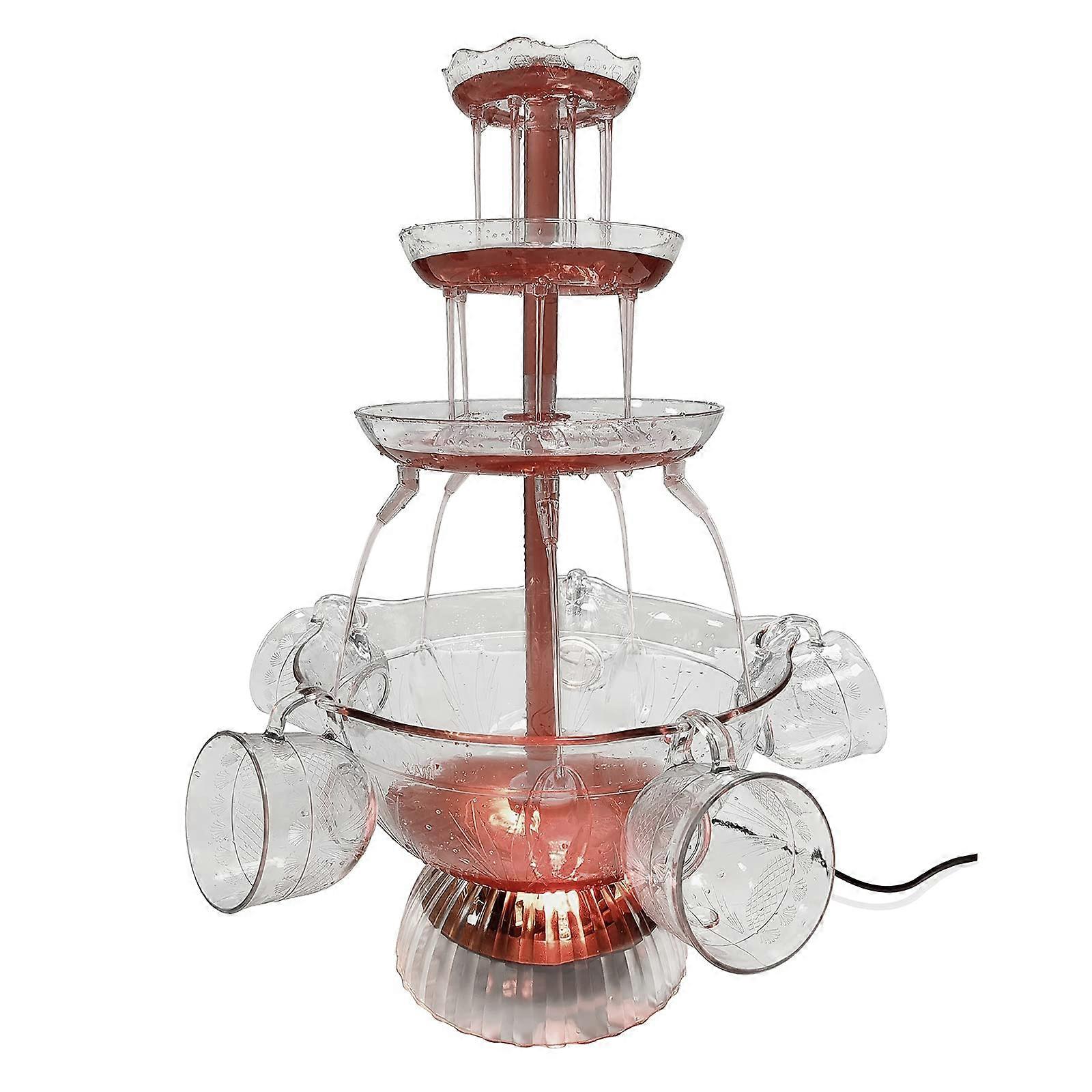Vintage Collection Lighted Party Fountain, 3Tier Clear Fountain With TwoColor LED Base, Includes 5 Reusable Cups