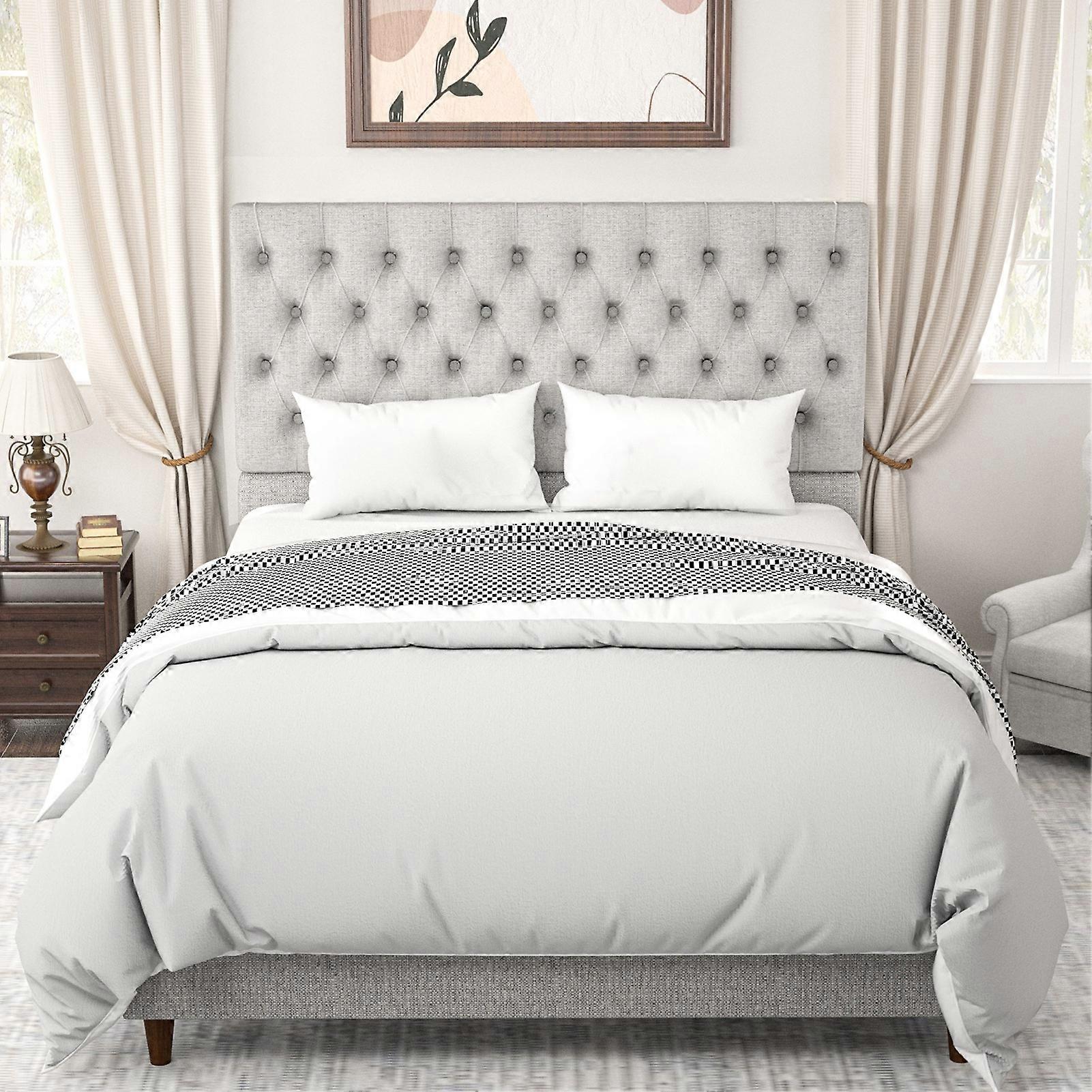 High Back Tufted Geometric Queen Bed Headboard 60x153x8.3cm