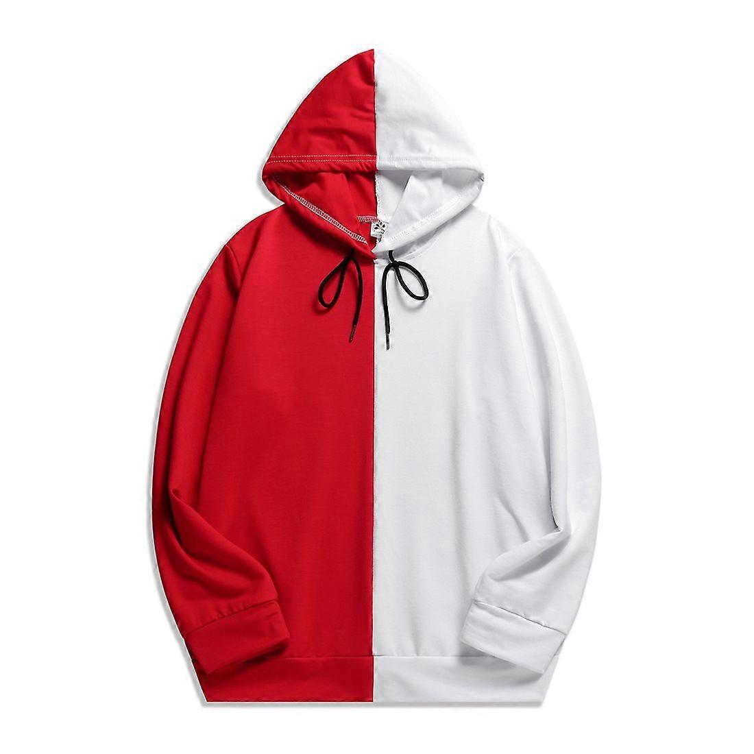 Men's Hooded Sweatshirt Color Block Pullover Thin Loose Fit