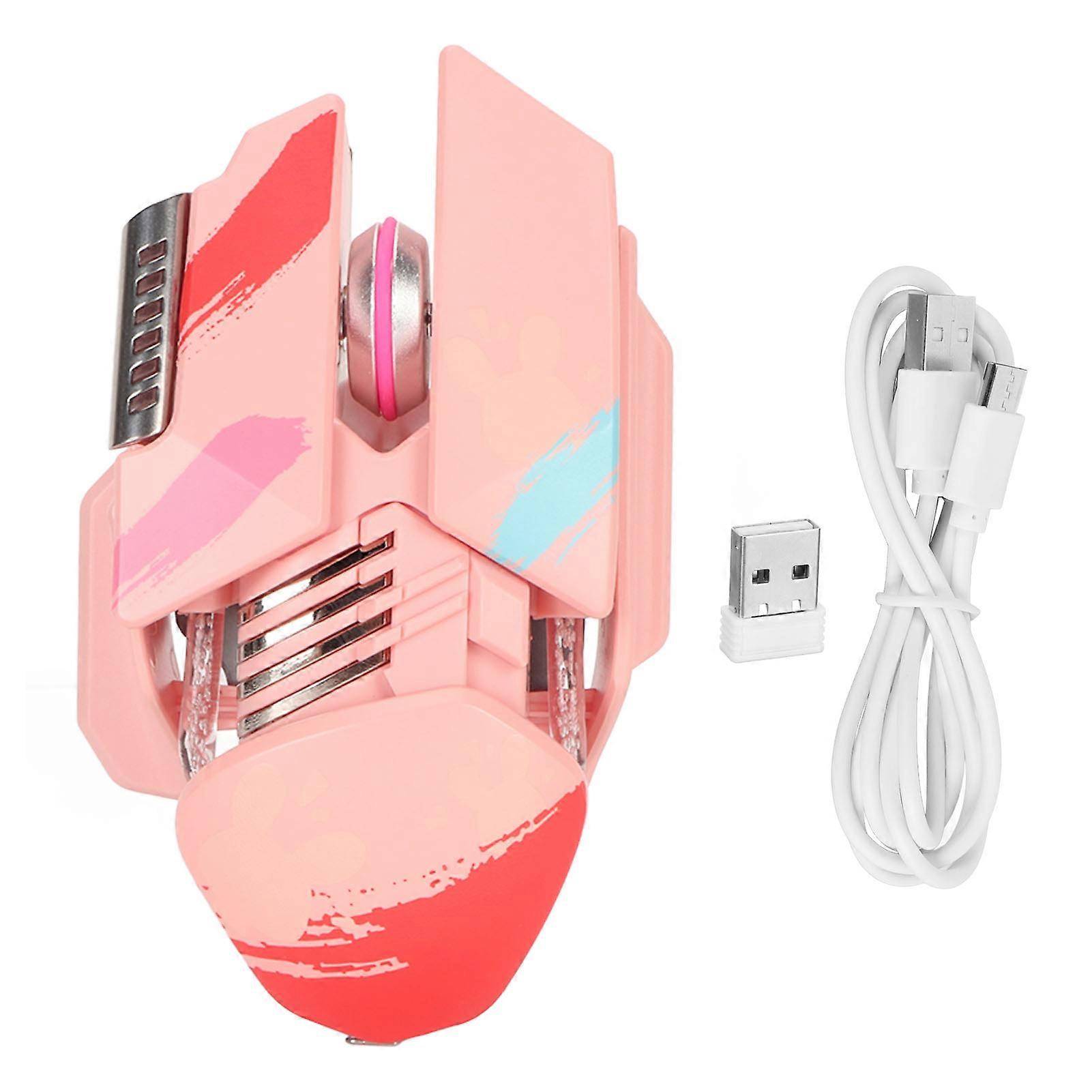 Pink Bluetooth Mouse 5.0 3.0 2.4GHz 3 Mode Connection RGB Rechargeable Gaming Mouse