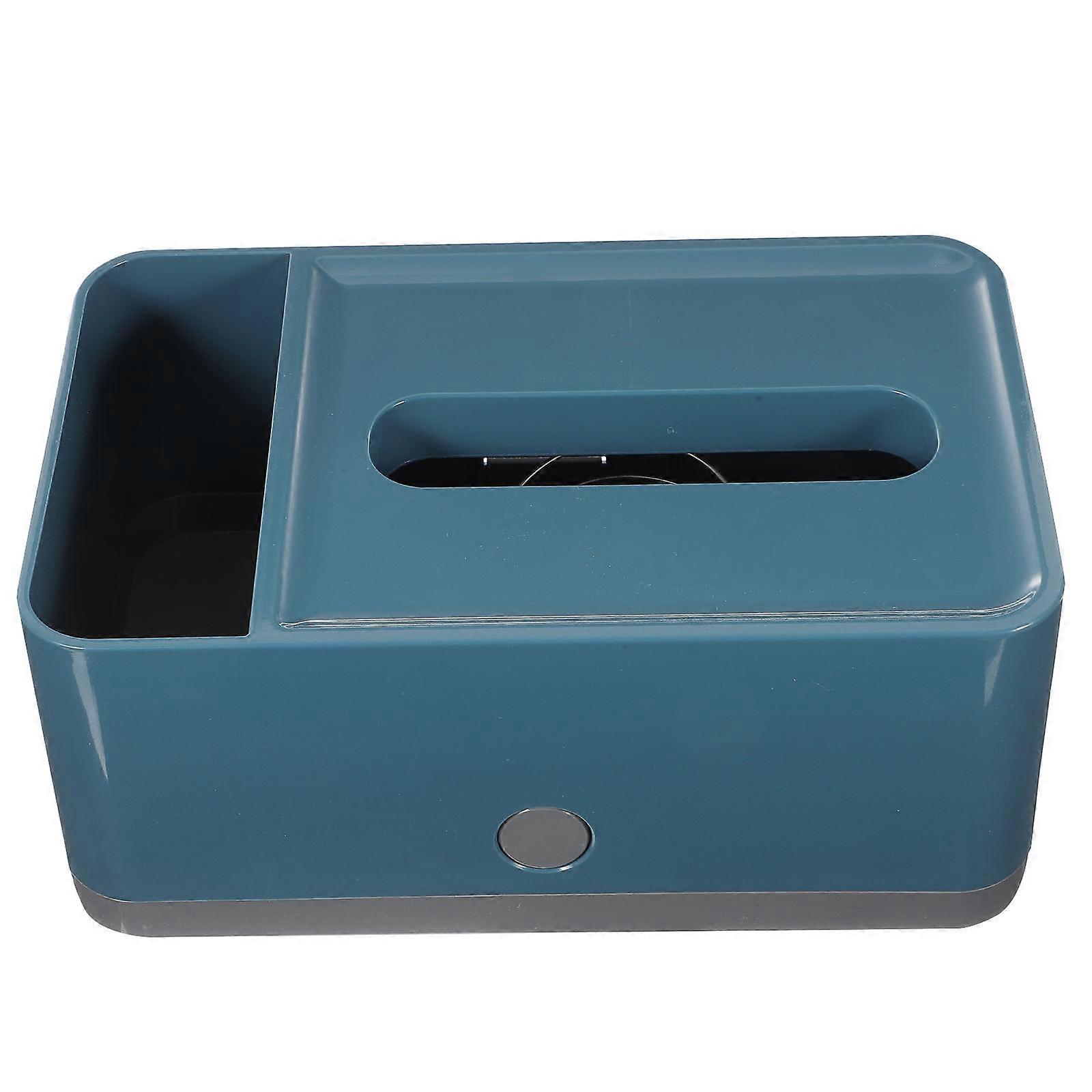 Modern Tissue Box with Spring for Home Dark Blue ABS Material