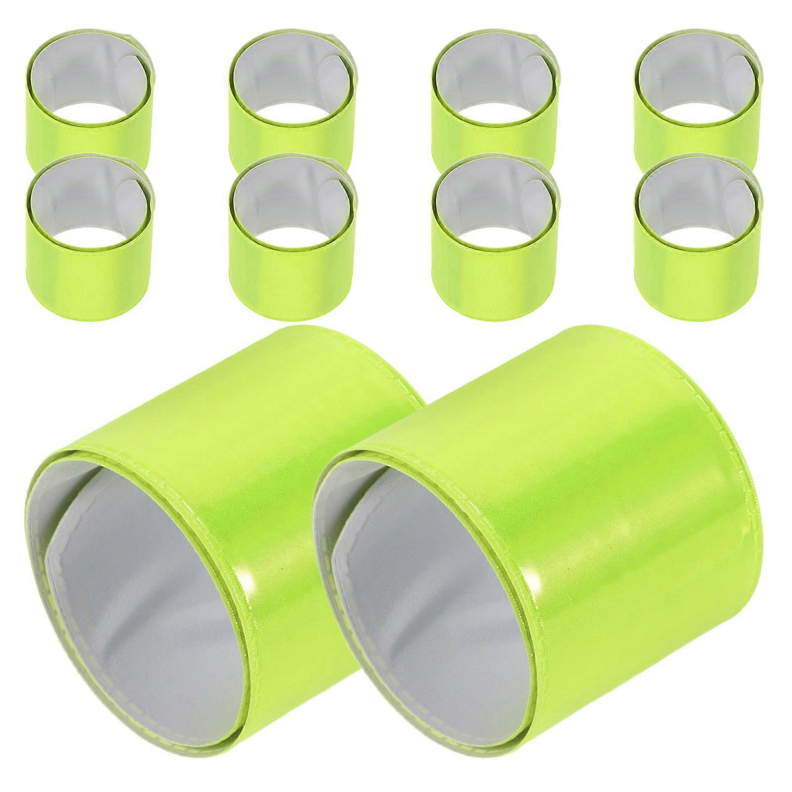 Reflective Arm Strap Running Reflective Gear For Cycling Walking 10Pcs Light Green PVC Material
