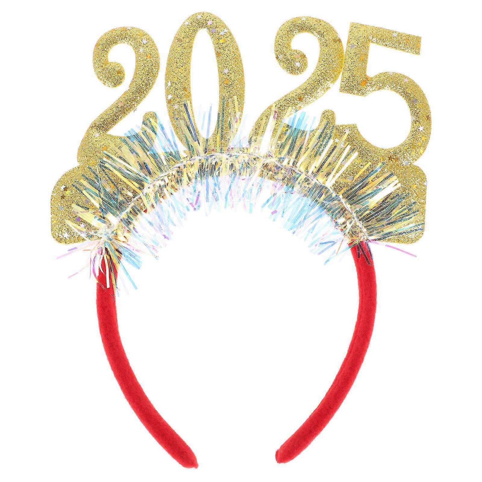 Stylish Golden New Year Headband 2025 for Parties and Festivals Comfortable Adjustable Plastic Felt Design