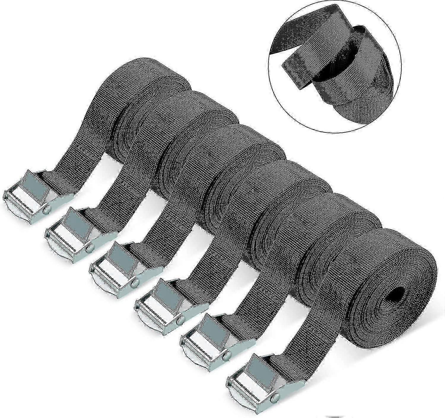 Bind stropper, 6-tommers kraftige strammebelter, 3m justerbare lastestropper Ratchet-stropper, egnet for motorsykkel, last, lastebiler, tilhenger, luggag