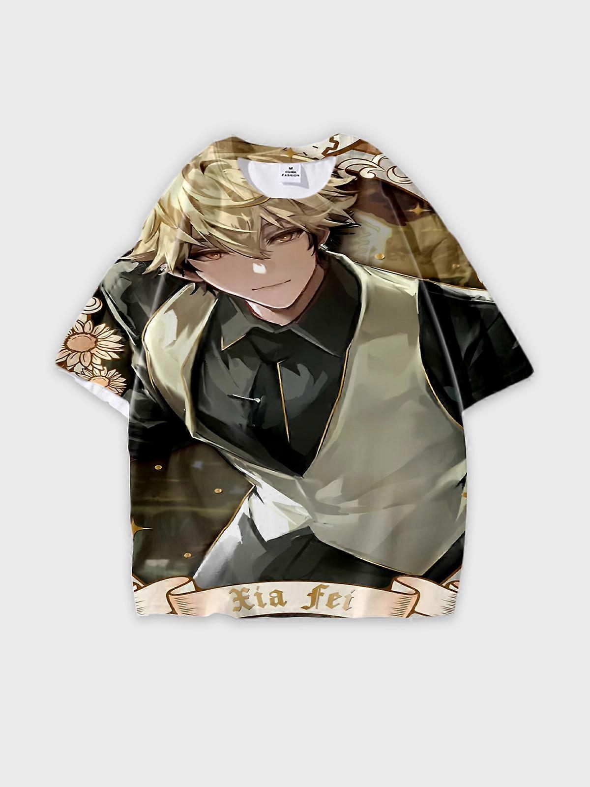 T-Shirt Round Neck, Loose Short Sleeve Link Click Graphic Tee, Unisex Summer Casual Top W619