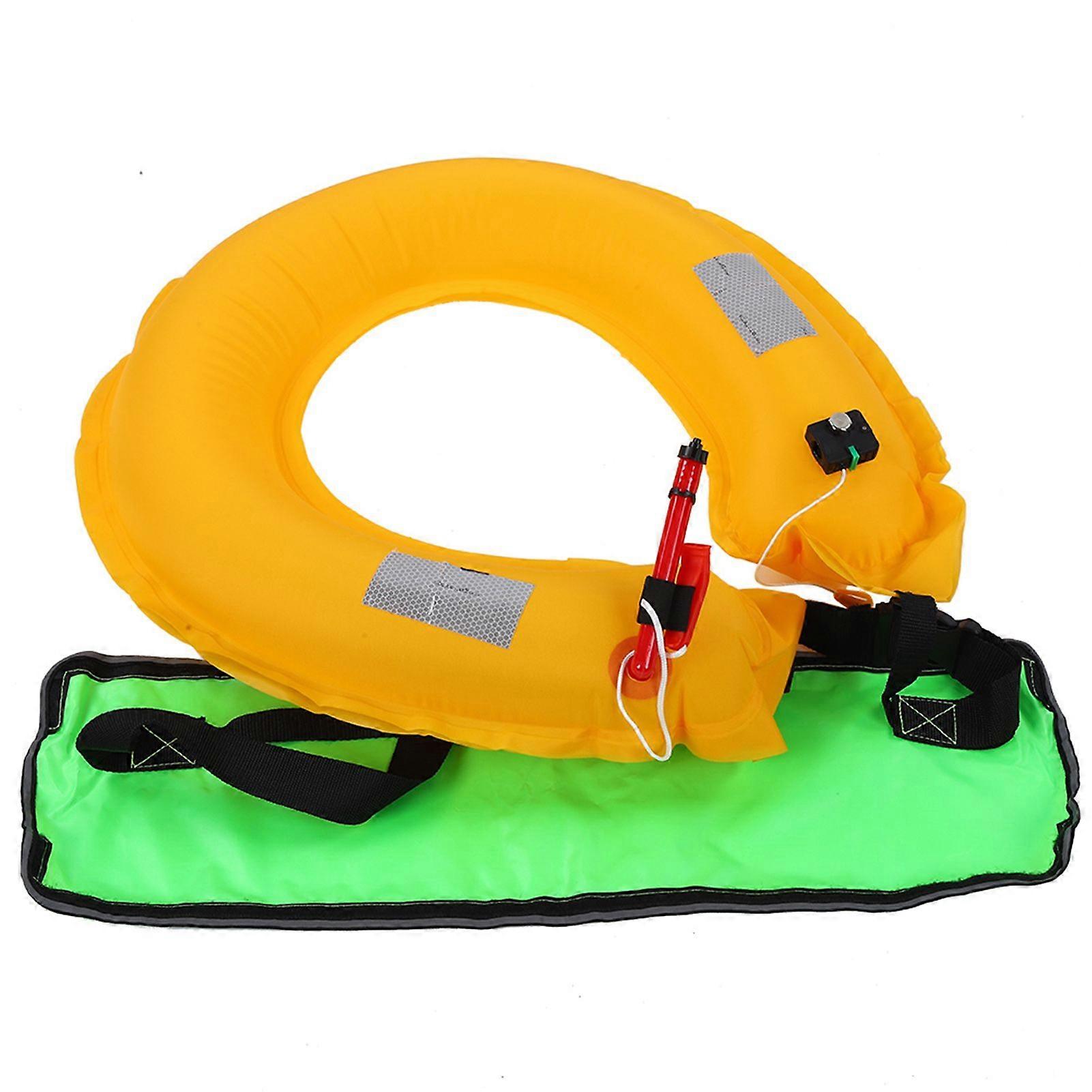 Adjustable Inflatable Life Jacket Belt With Reflective Tapes and Whistle (fluorescent green)