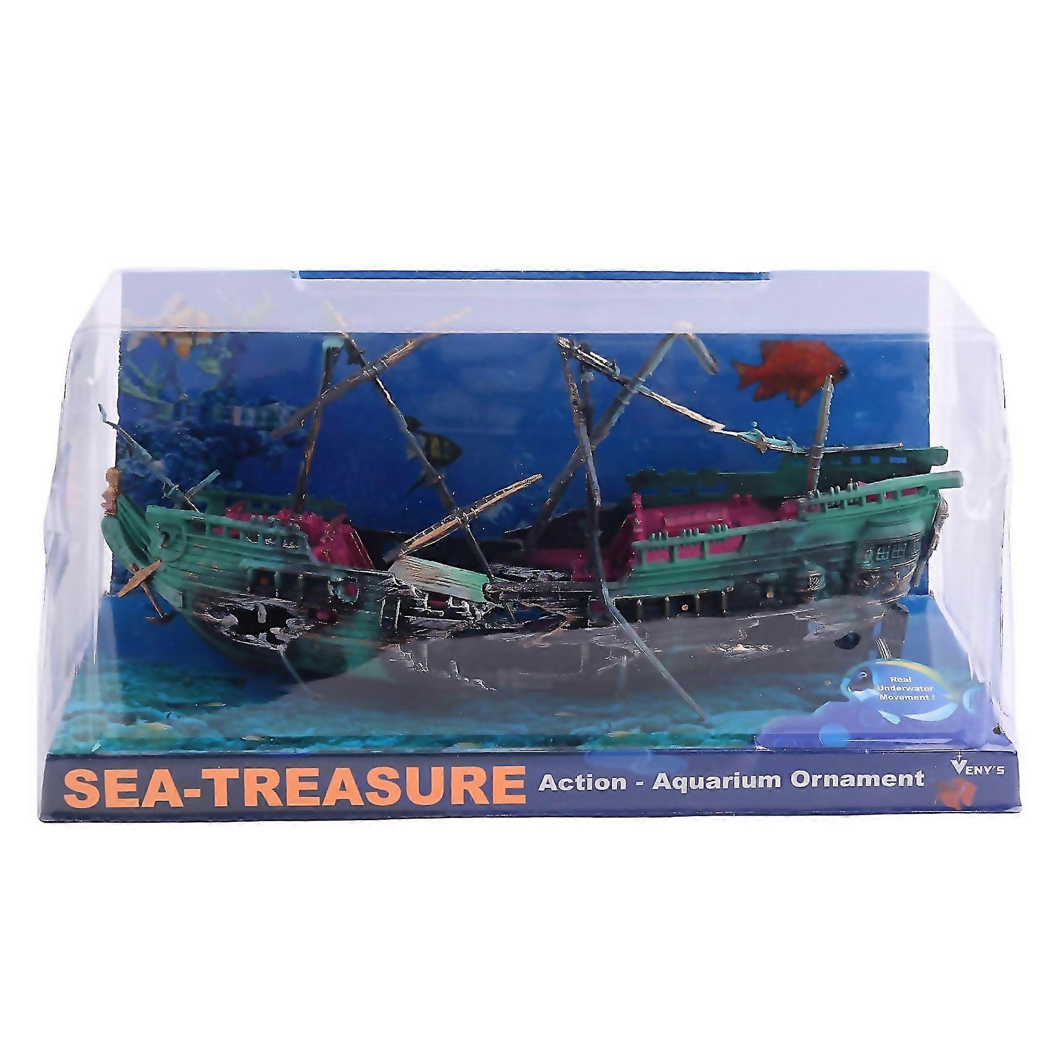 For Large Aquarium Decoration Boat Plactic Aquarium Ship Air Split Shipwreck Fish Tank Decor