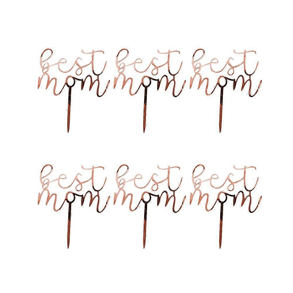 Egg Cake Insert for Decoration 6Pcs Mother's Day Cake Toppers Rose Gold
