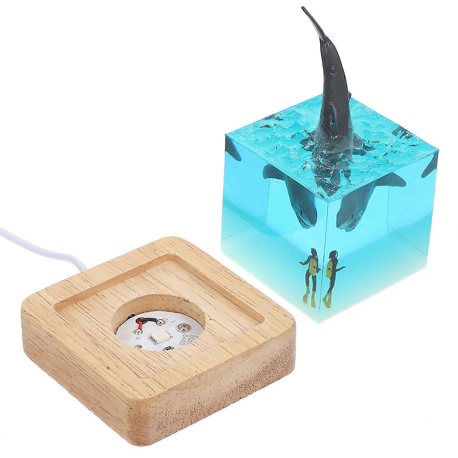 Whale Resin Lamp for Decoration Use with Wooden Base 5Pcs Mini Light