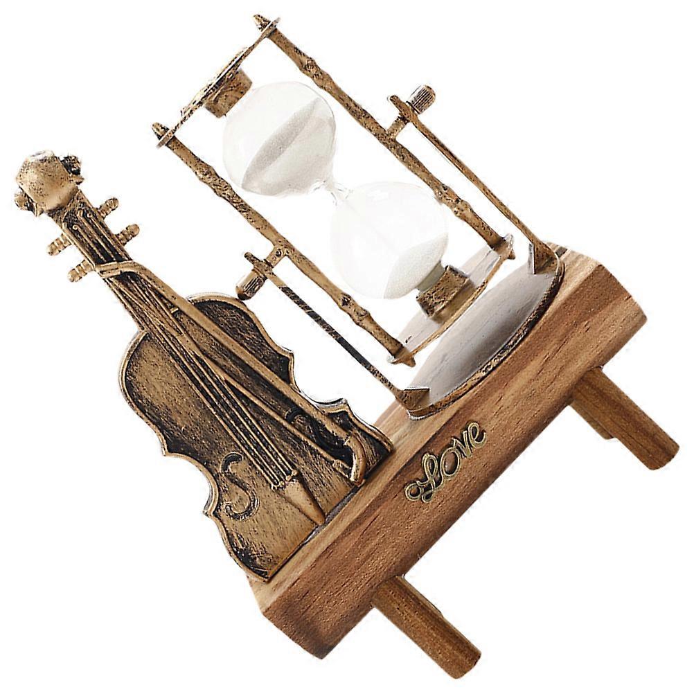 Creative Sand Clock Retro Small Violin Ornament for Office Decor