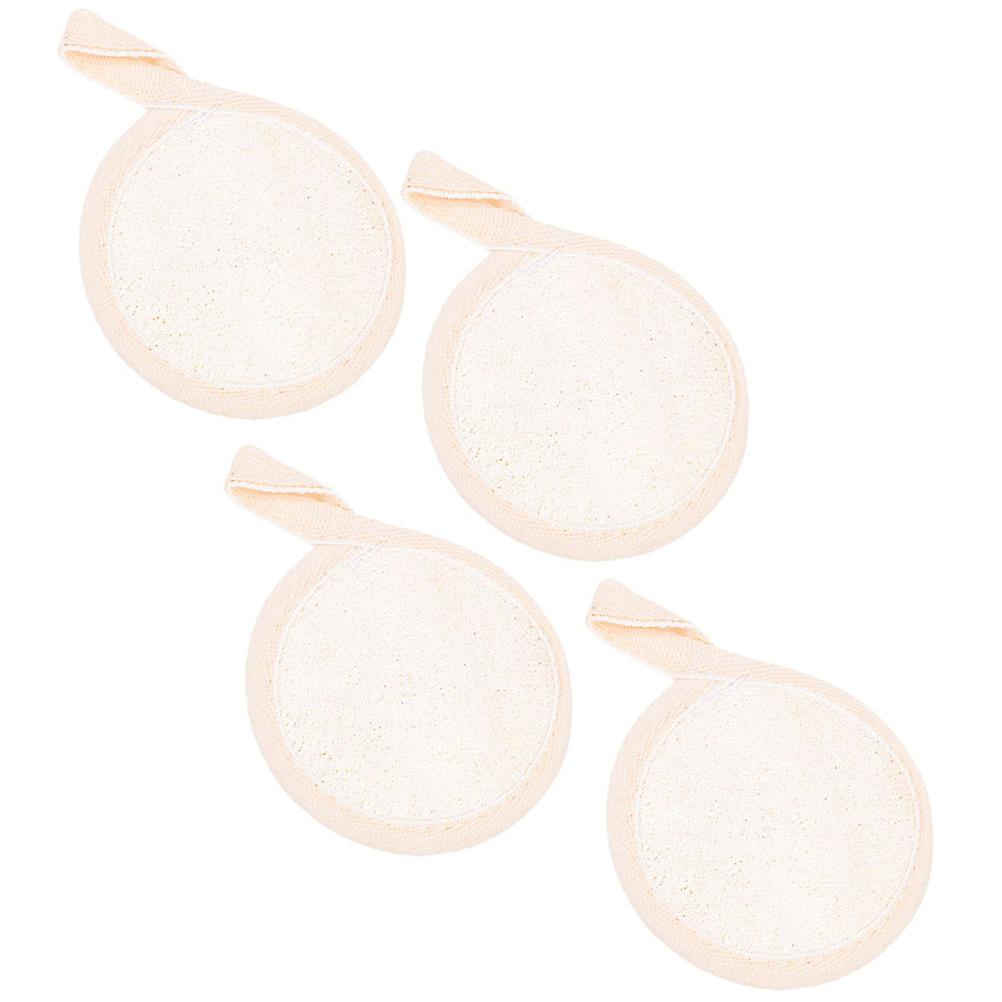 Makeup Remover Pad Round Face Towel Suitable for Women Beige Silk Gourd Material Makeup Removal 4Pcs