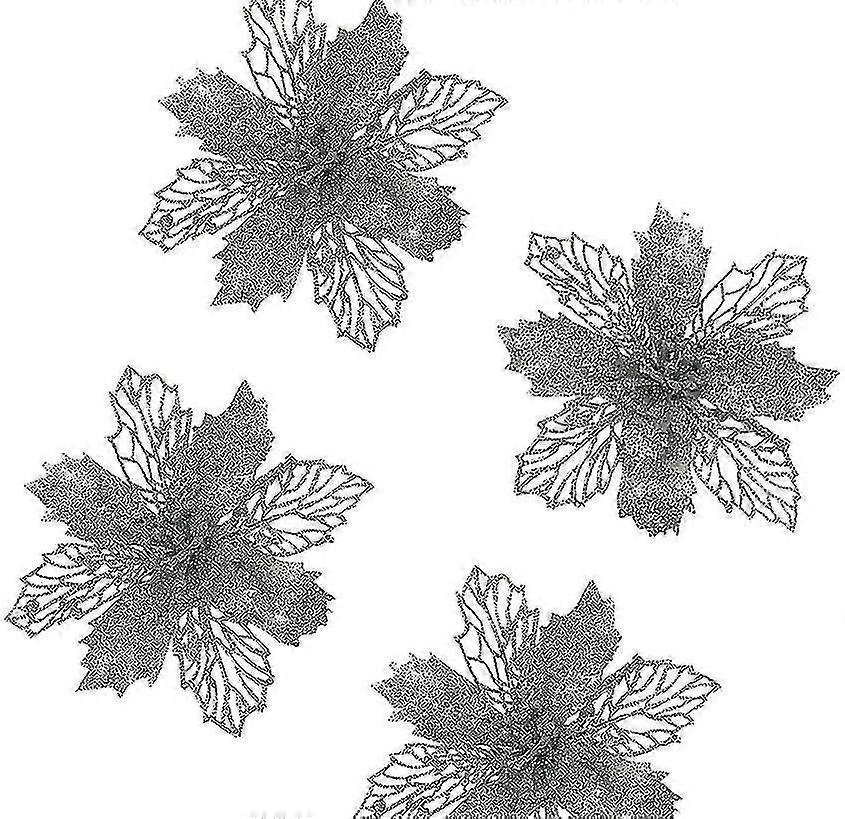 24pcs Christmas Flowers, Christmas Flowers Decoration, Christmas Tree Ornaments Glitter Poinsettia,