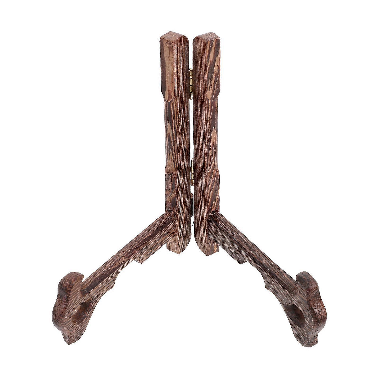 Wood Display Stand for Plate Display 2Pcs Brown Wooden Racks