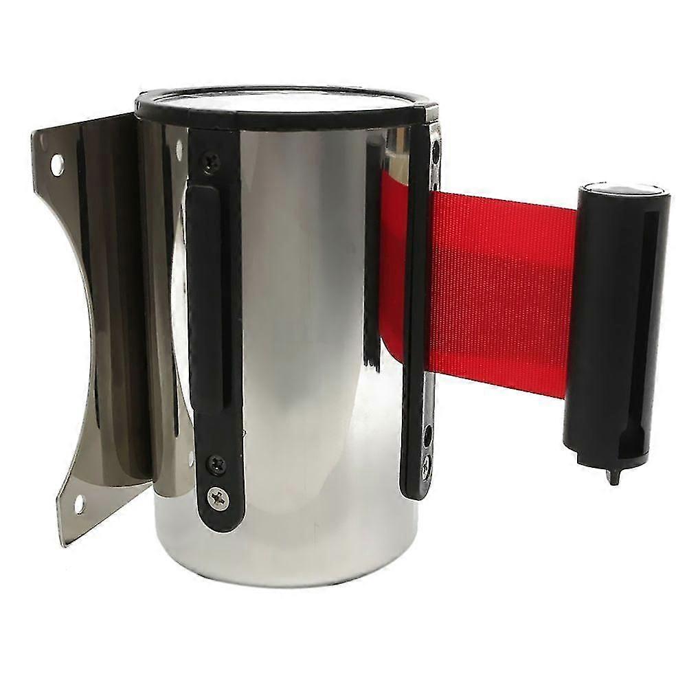 Stanchion Tail Barrier Wall Mount Crowd Control Retractable Tape 2m Red