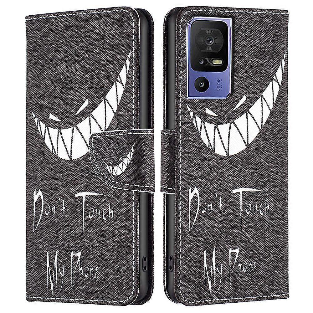 Leather Pattern Printing Stand Phone Cover For TCL 40 SE, Wallet Design Case