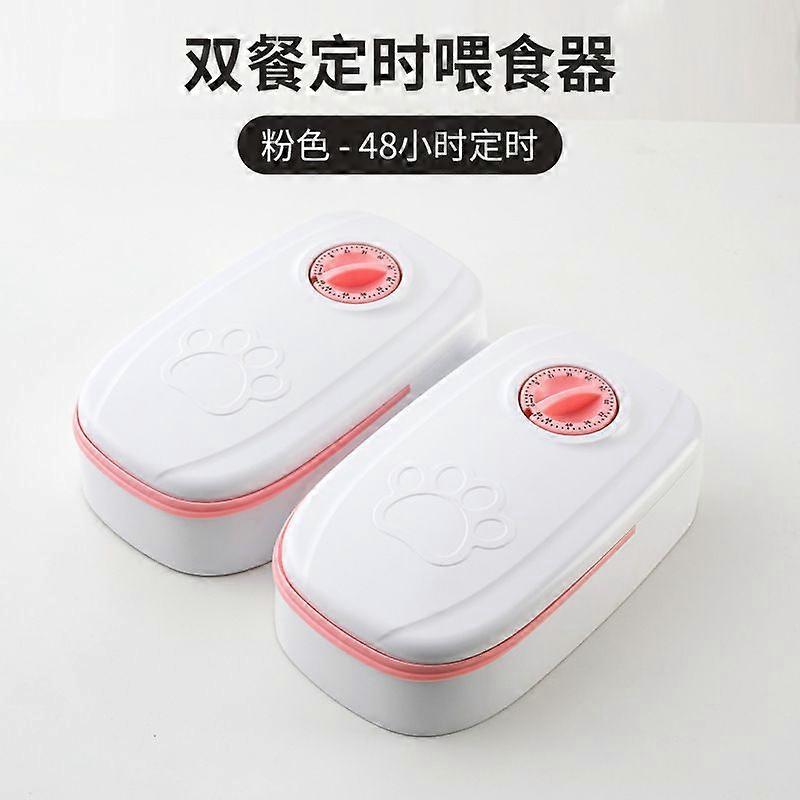 Automatic 2-Meal Cat Feeder - 48H Timed Wet Cat Food Dispenser for Puppies and Kittens in Yogurt and Canned