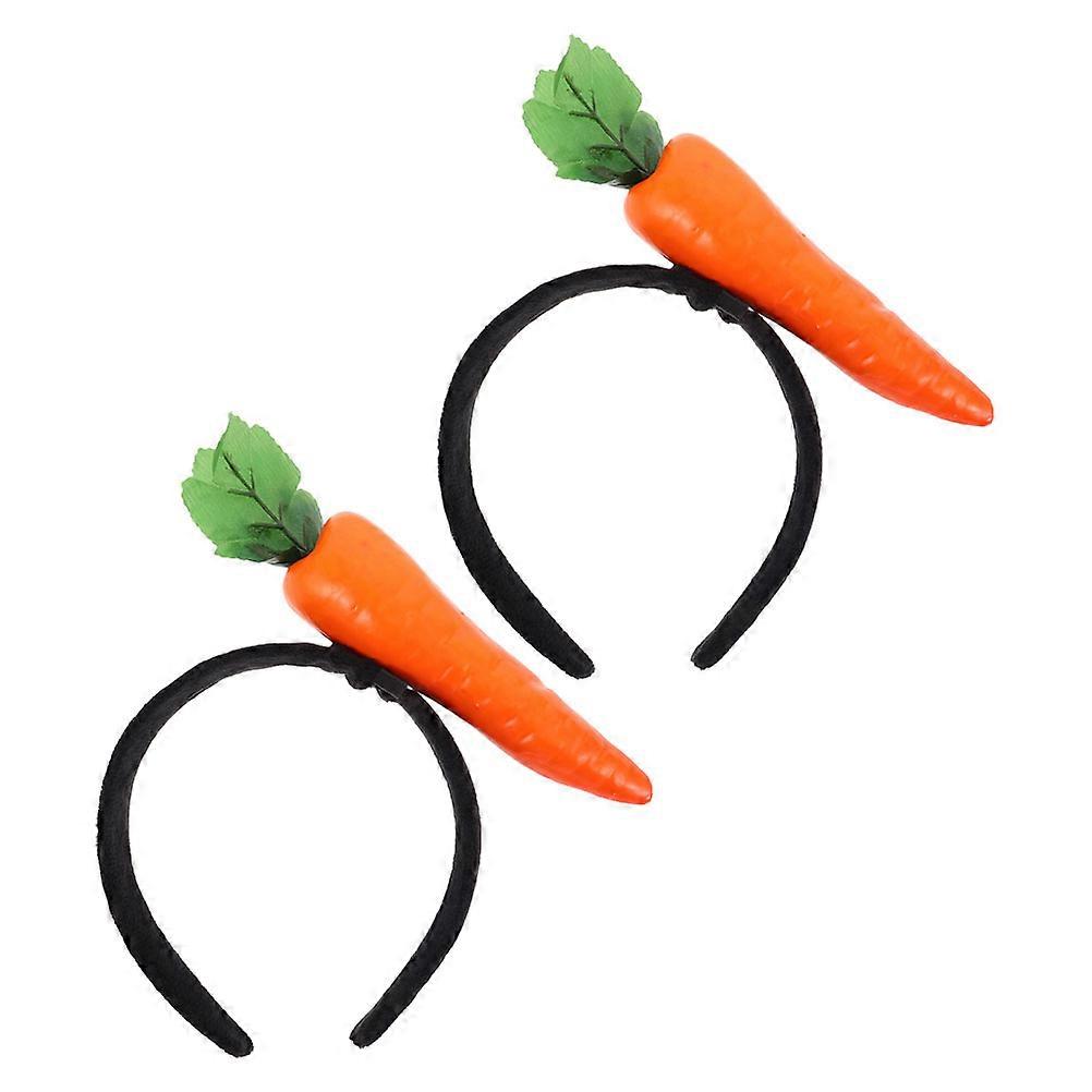 Easter Themed Headband Carrot Shape Party Style Cute Appearance Multi Color Soft Material 2Pcs